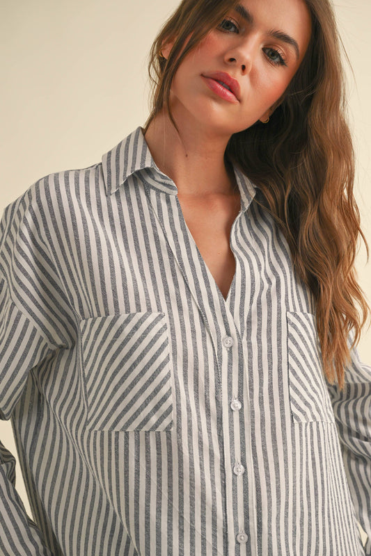 Striped Pattern Button Down Shirt
