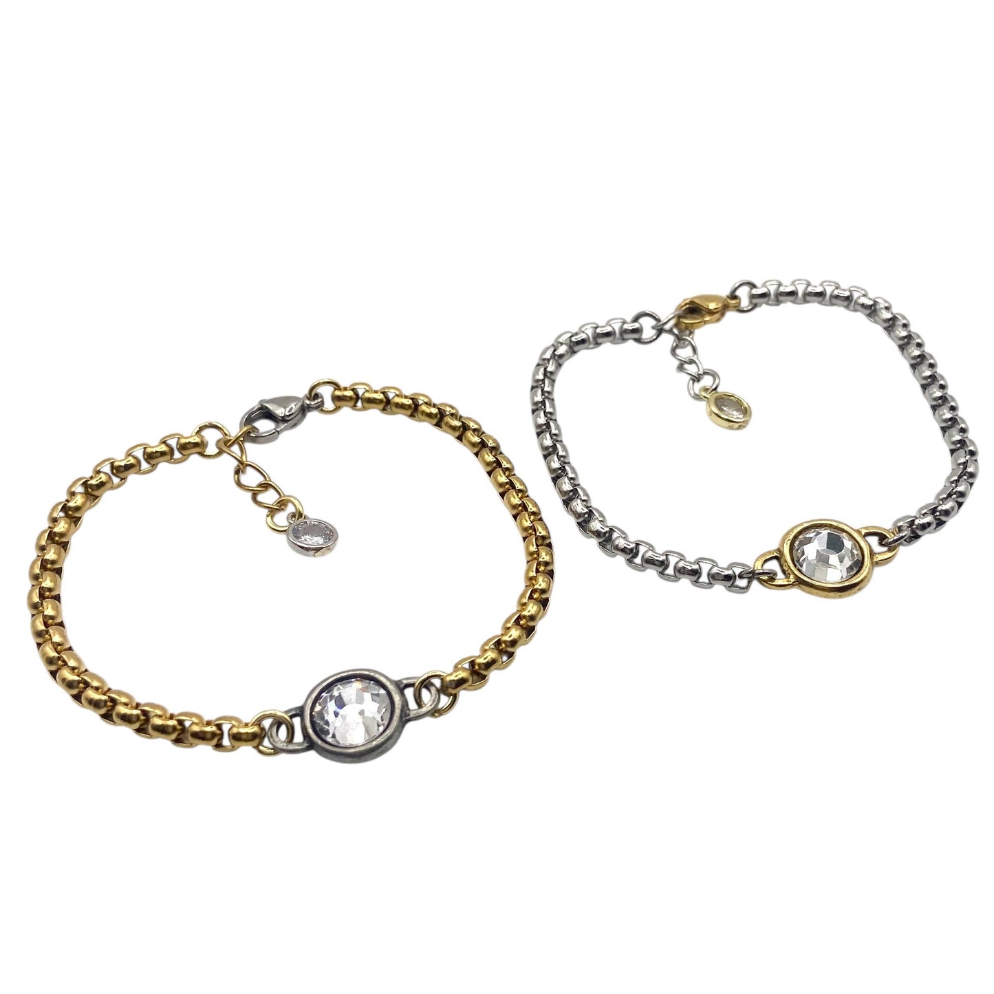 Luxe Two-Tone Mixed Metal Crystal Bracelet 