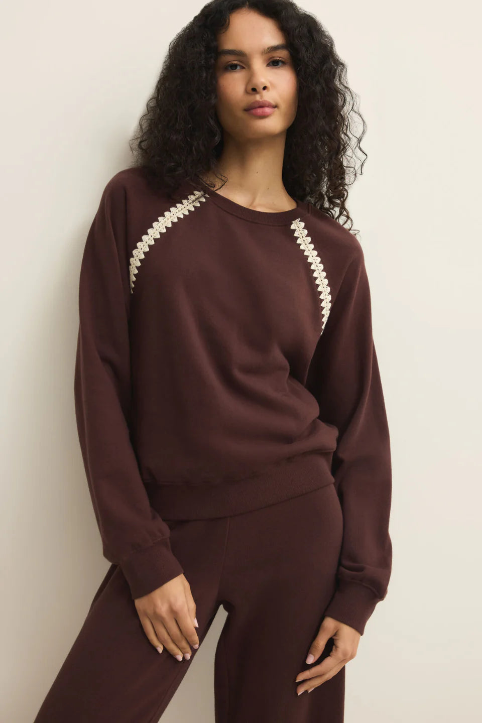 All Around French Terry Sweatshirt - Chocolate Cherry