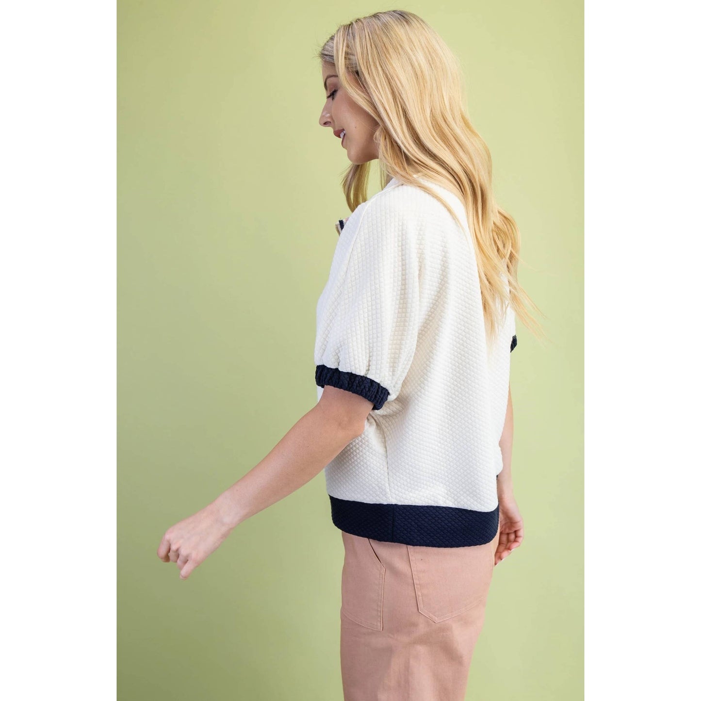 Textured Mock Neck Top