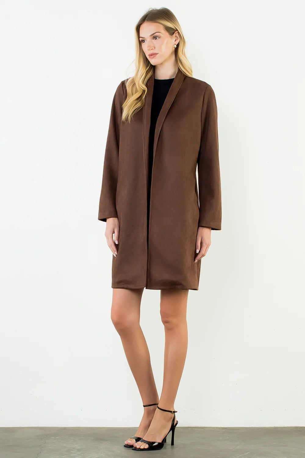 Long Faux Suede Coat