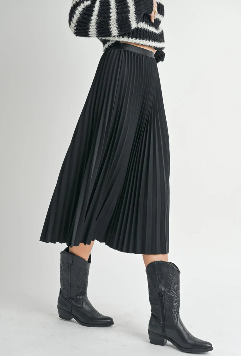 FULL OF CHARM PLEATED MIDI SKIRT