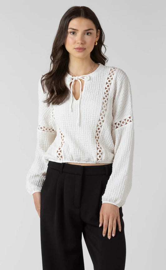 Lace Insert Textured Blouse