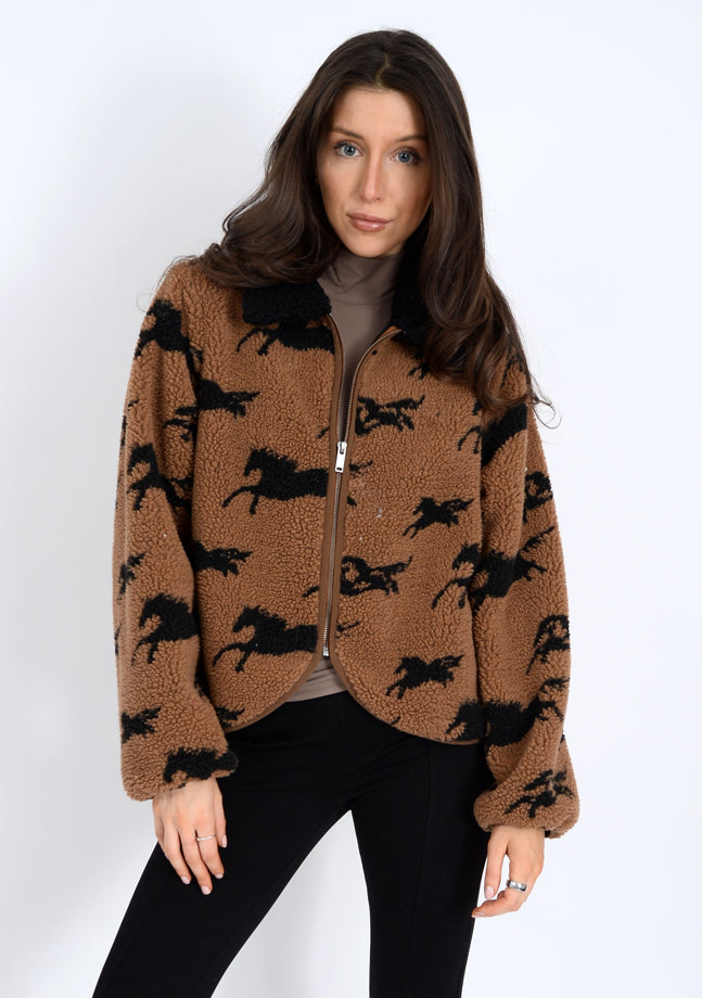 JOLINE SHERPA ZIP FRONT JACKET