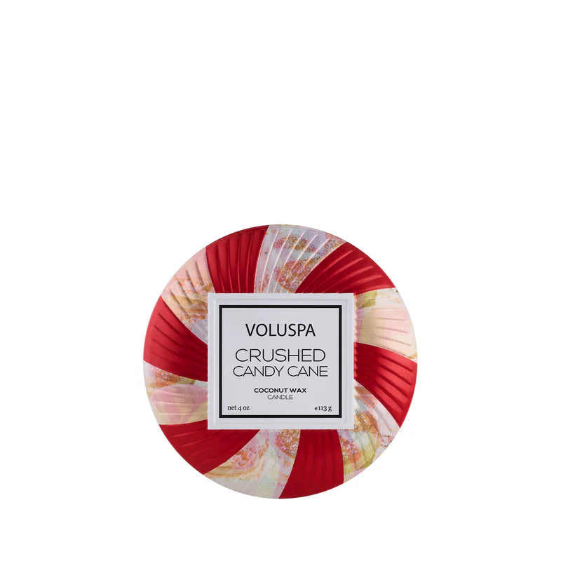 CRUSHED CANDY CANE|MINI TIN CANDLE, 4 oz