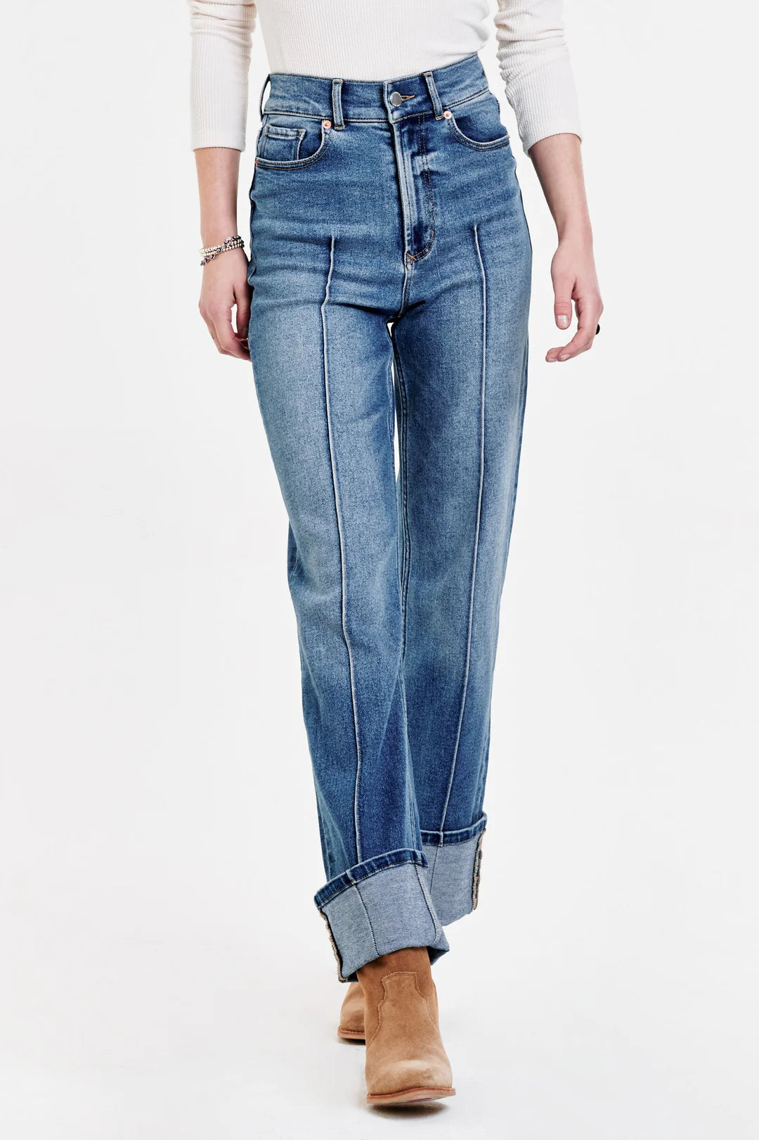 HOLLY SUPER HIGH RISE CUFFED STRAIGHT JEANS JUSTICE