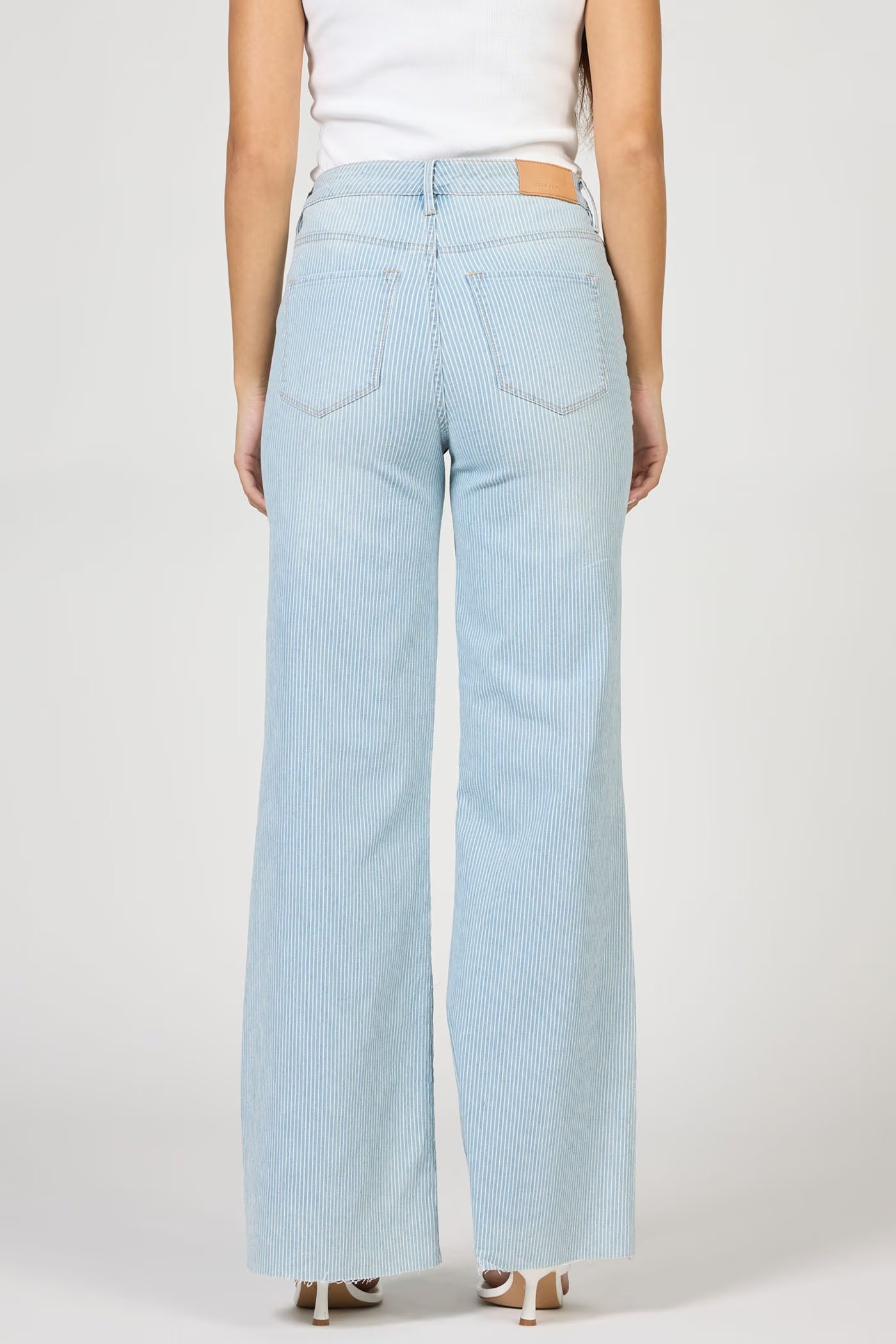 Fiona Wide Leg Jeans - Railroad Stripes