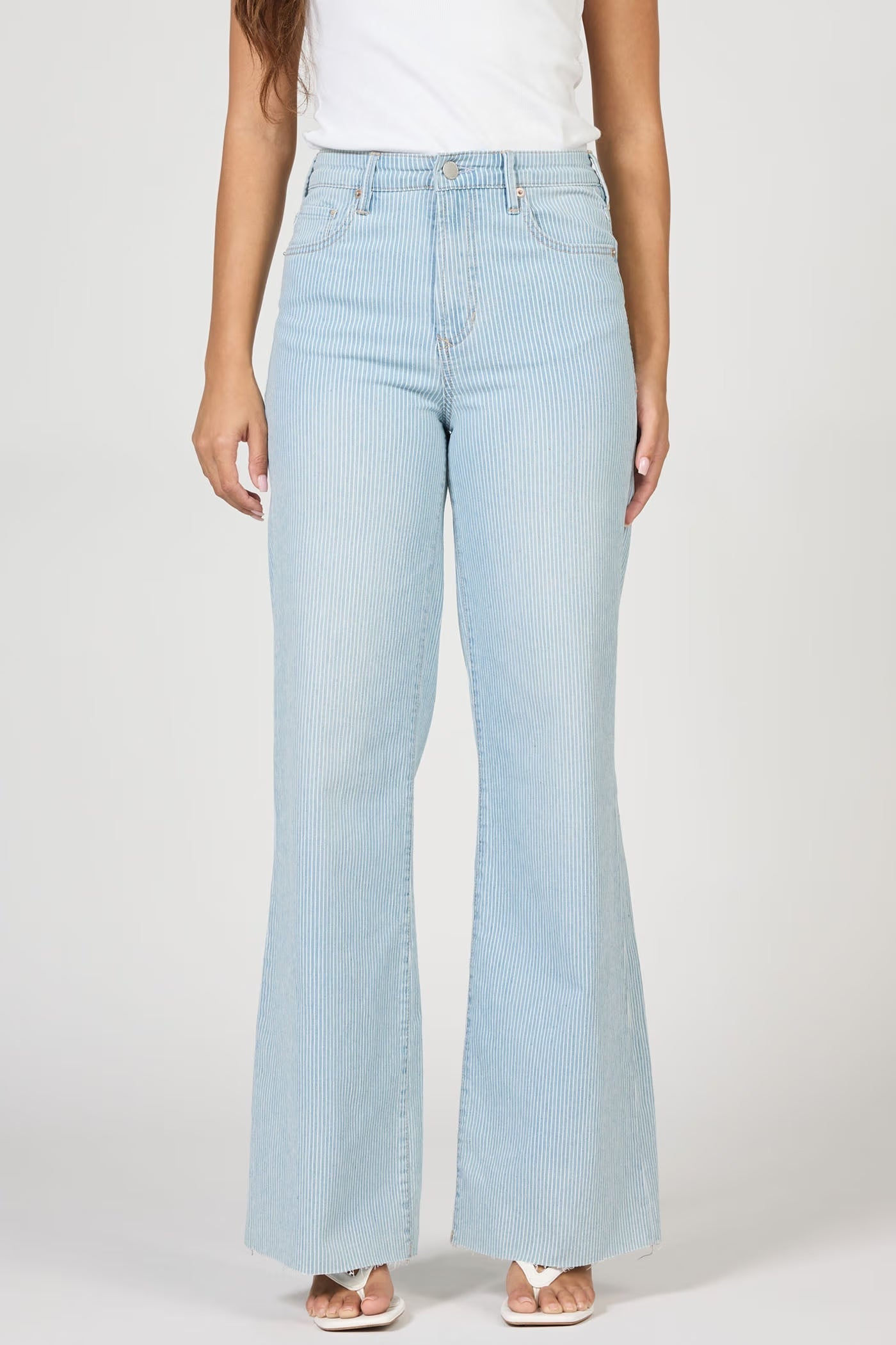 Fiona Wide Leg Jeans - Railroad Stripes