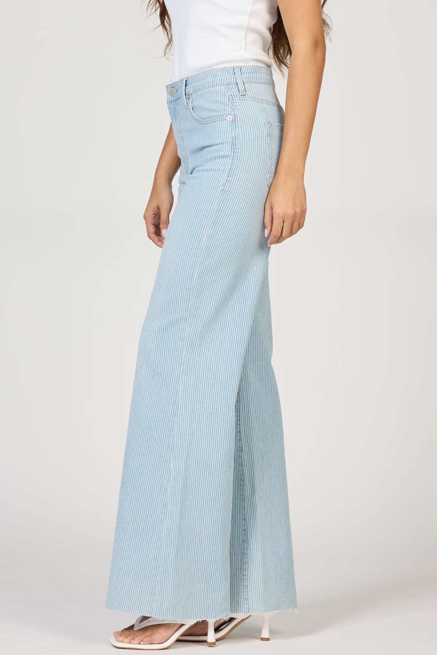 Fiona Wide Leg Jeans - Railroad Stripes