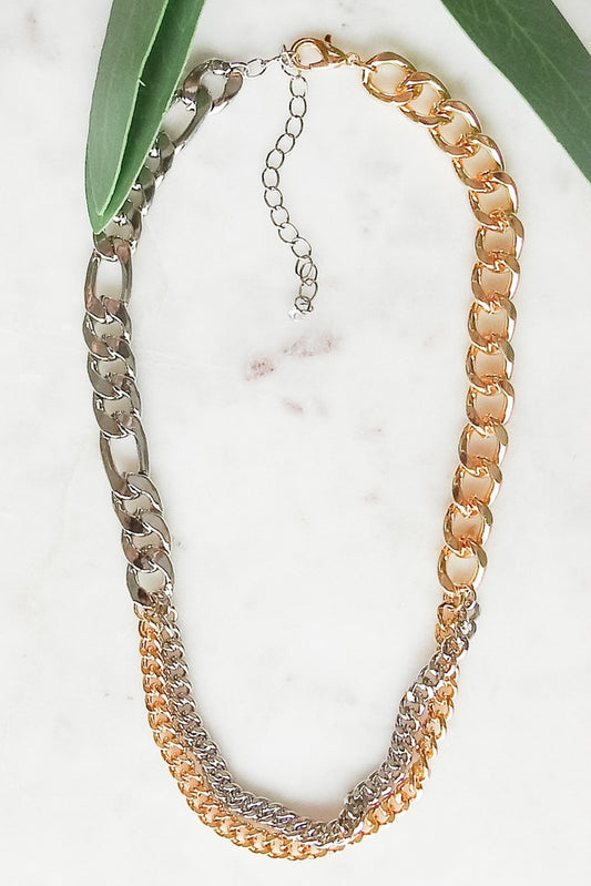 MIXED METAL CHAIN NECKLACE