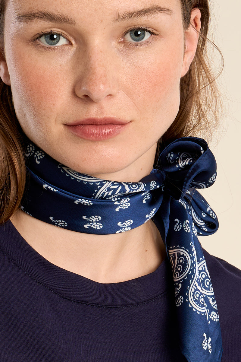 Silky Bandana Scarf - Navy