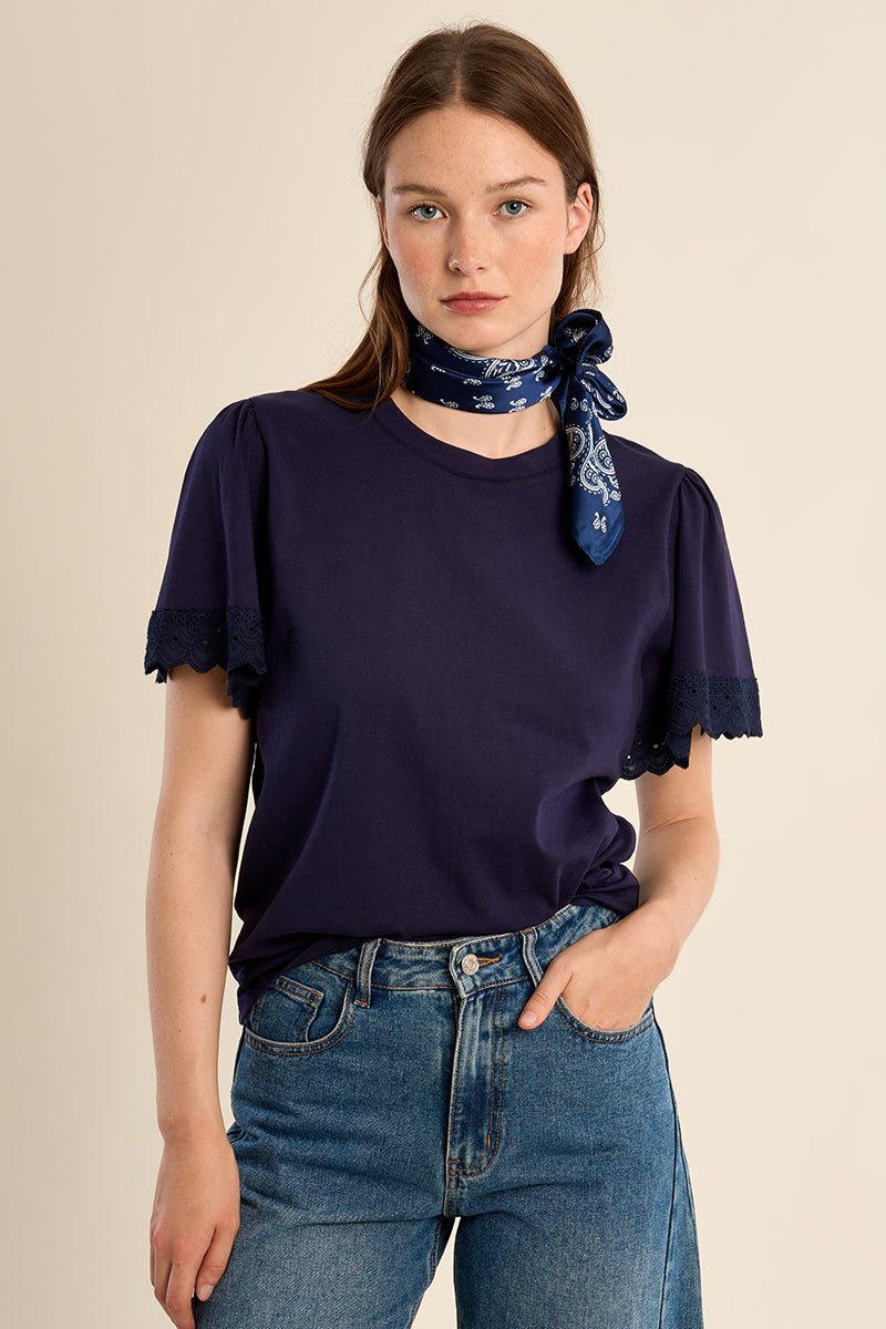 Silky Bandana Scarf - Navy
