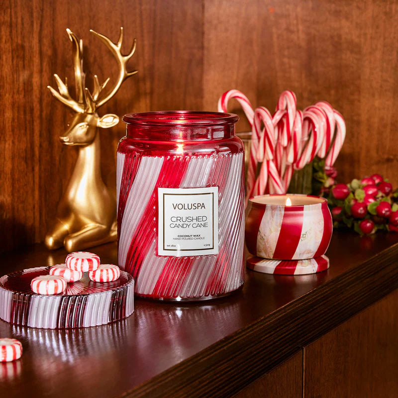 CRUSHED CANDY CANE|MINI TIN CANDLE, 4 oz