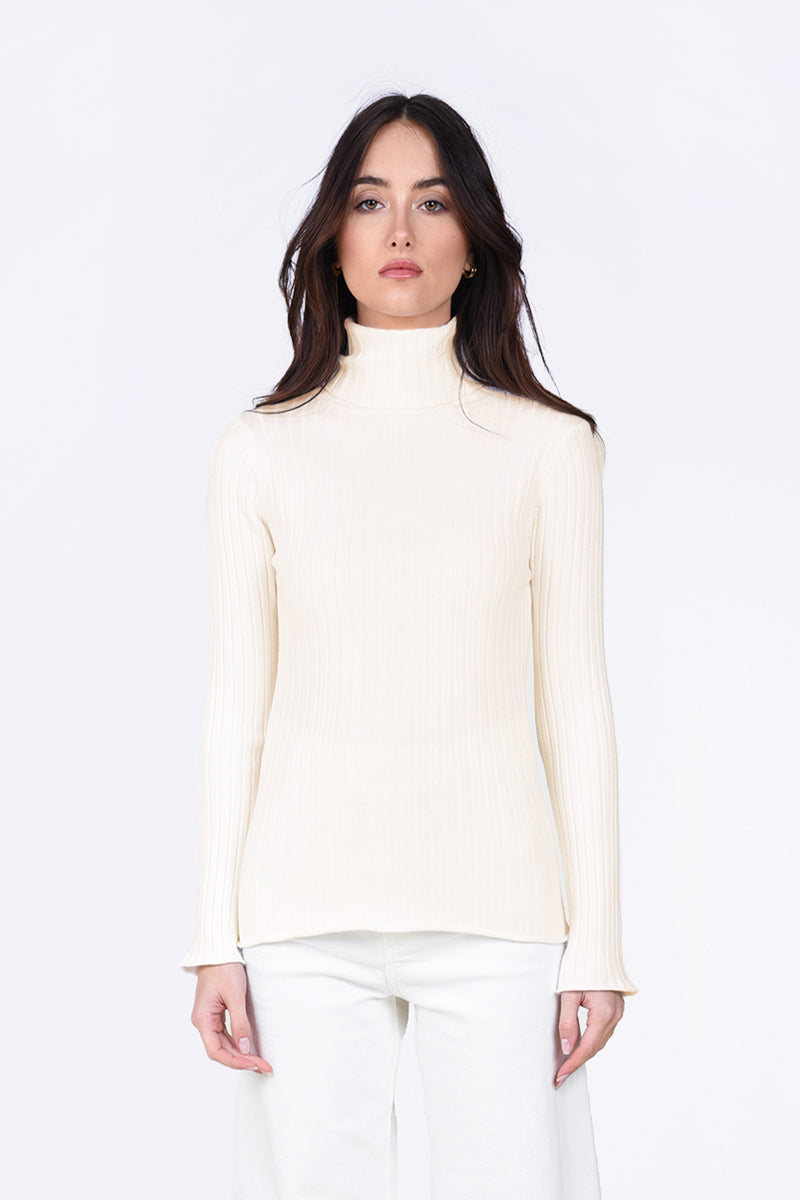 Ribbed hot sale turtleneck white