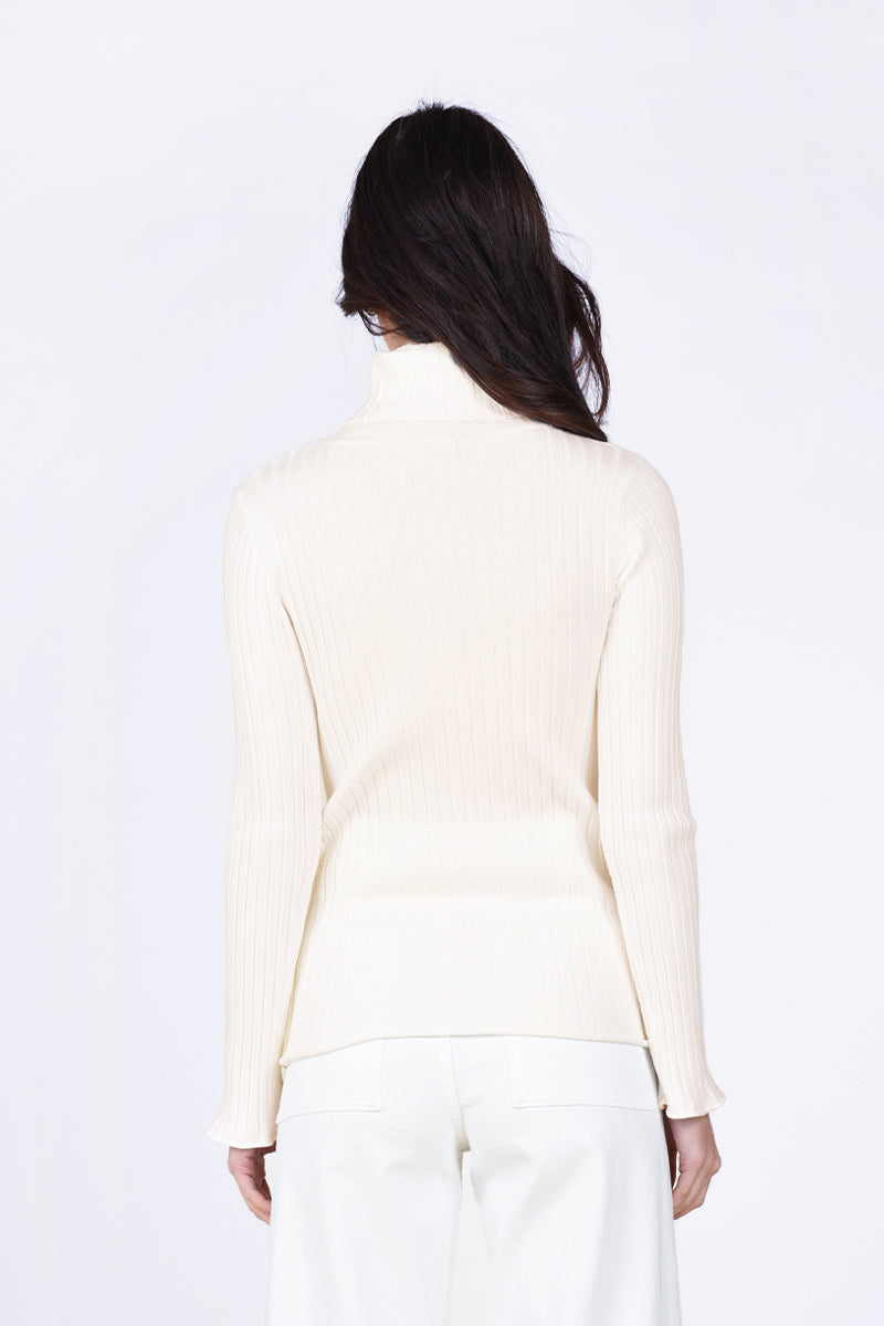 White ribbed clearance turtleneck sweater women's