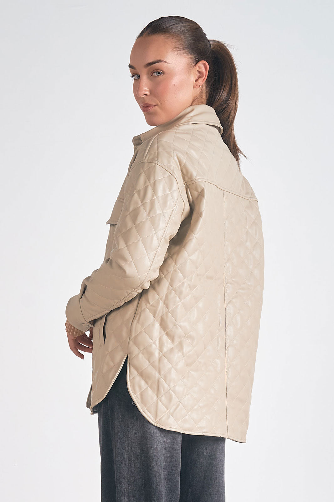 FAUX LEATHER QUILTED JACKET