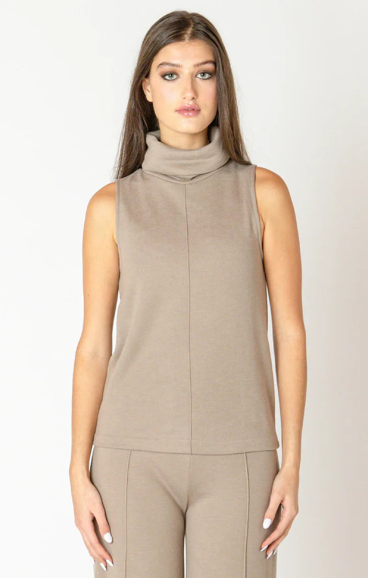 ROLLED NECK SEAMED TOP BY DEX/BLACK TAPE