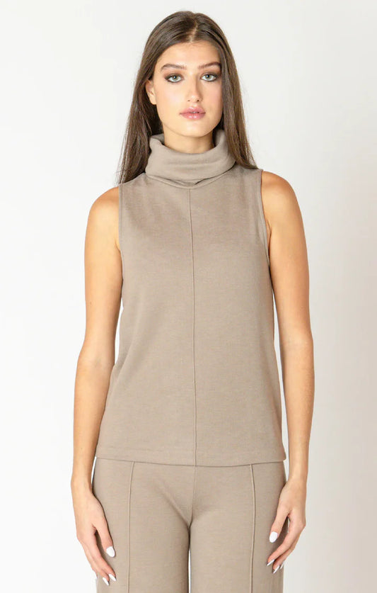 ROLLED NECK SEAMED TOP BY DEX/BLACK TAPE