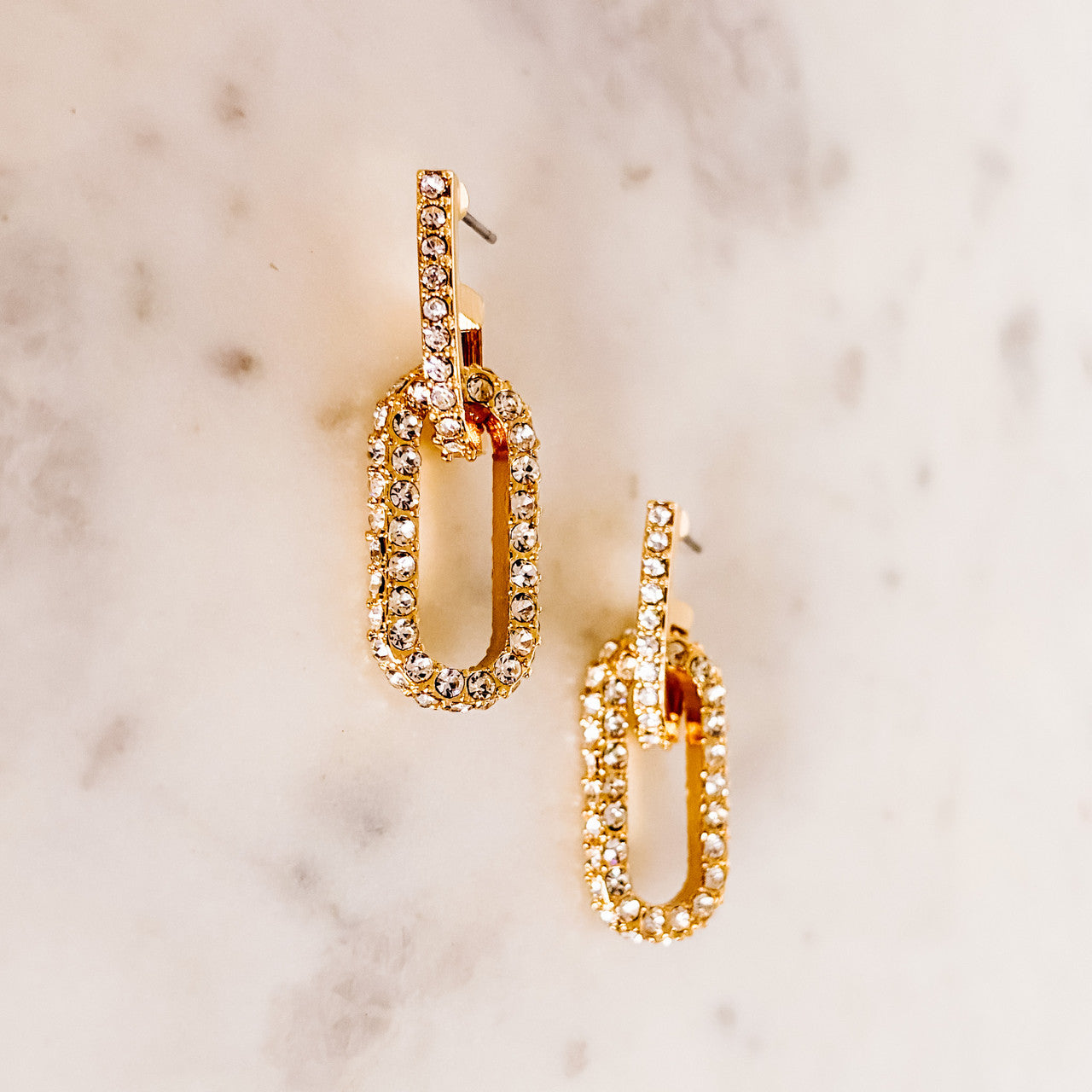 Pave Chain Link Dangle Earrings