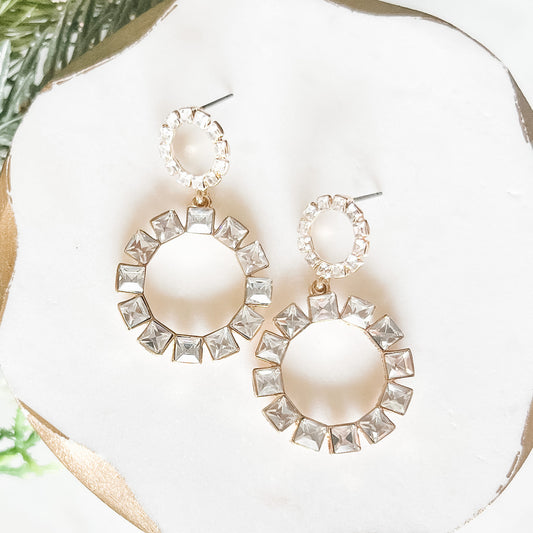 Double Circle Crystal Earrings