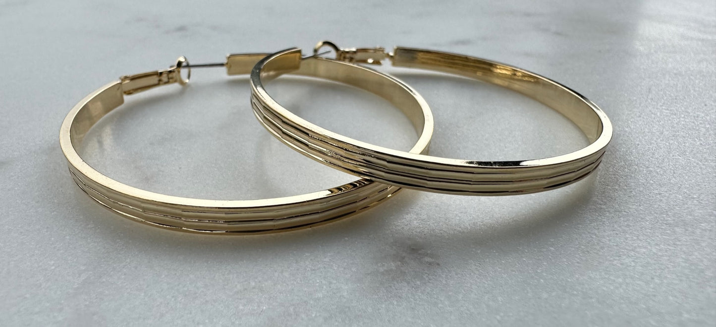 Three Line Hoop Earrings