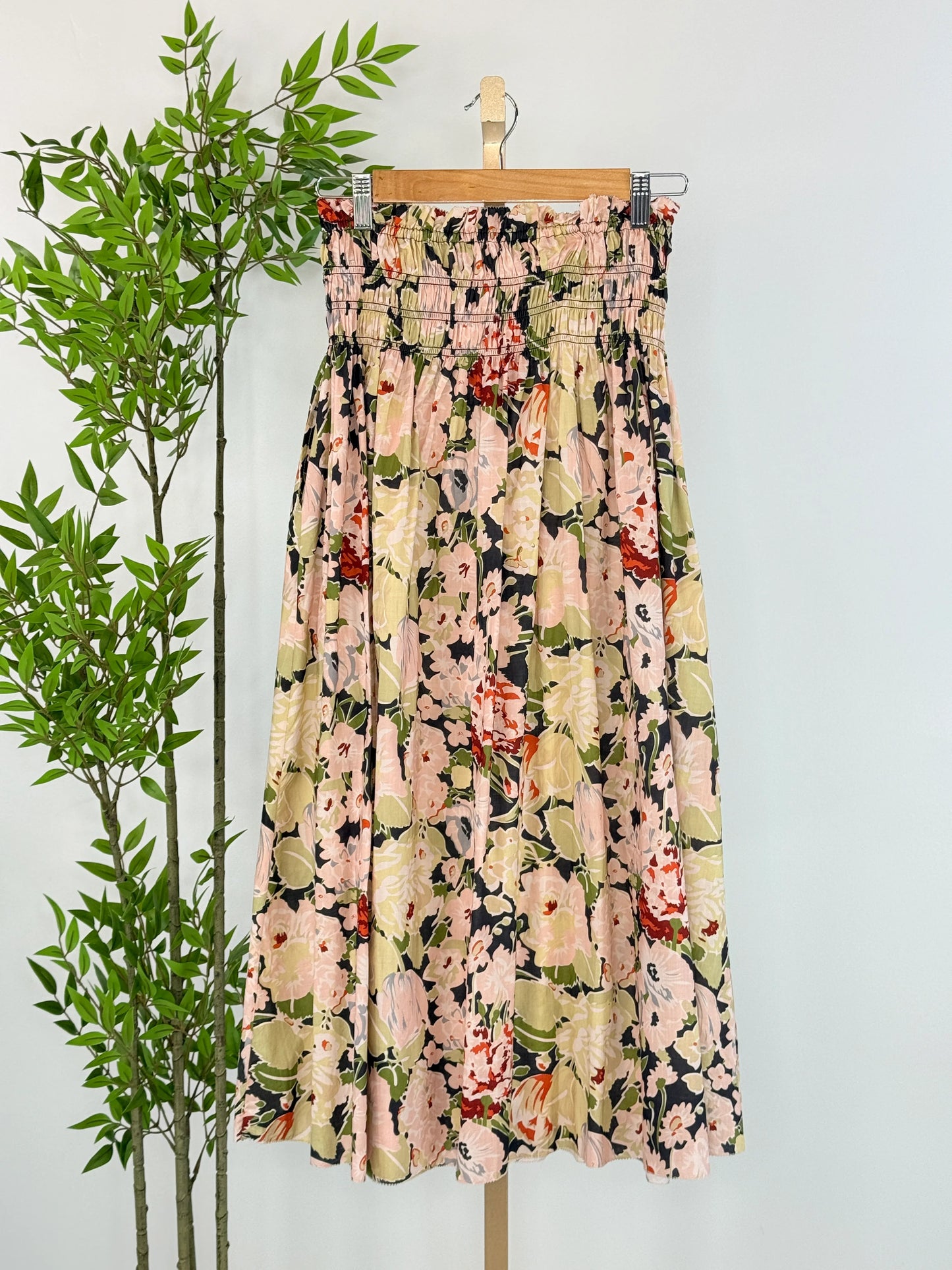 Dex Smocked Waist Midi Skirt