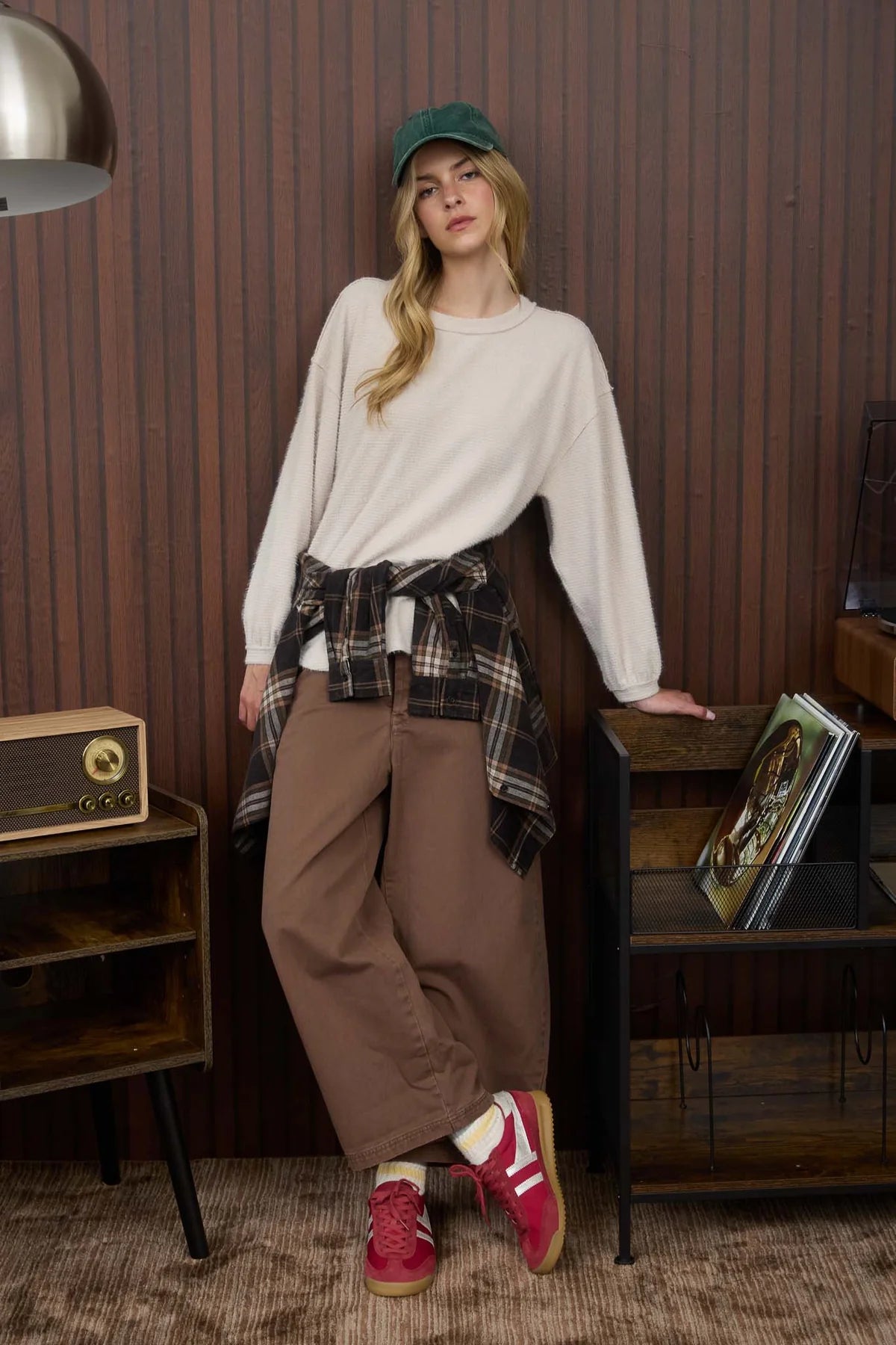 Round Neck Long Sleeve Fuzzy Knit Top