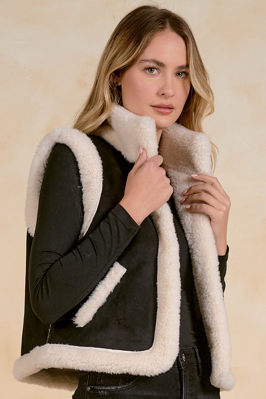 Faux Leather & Sherpa Reversible Vest