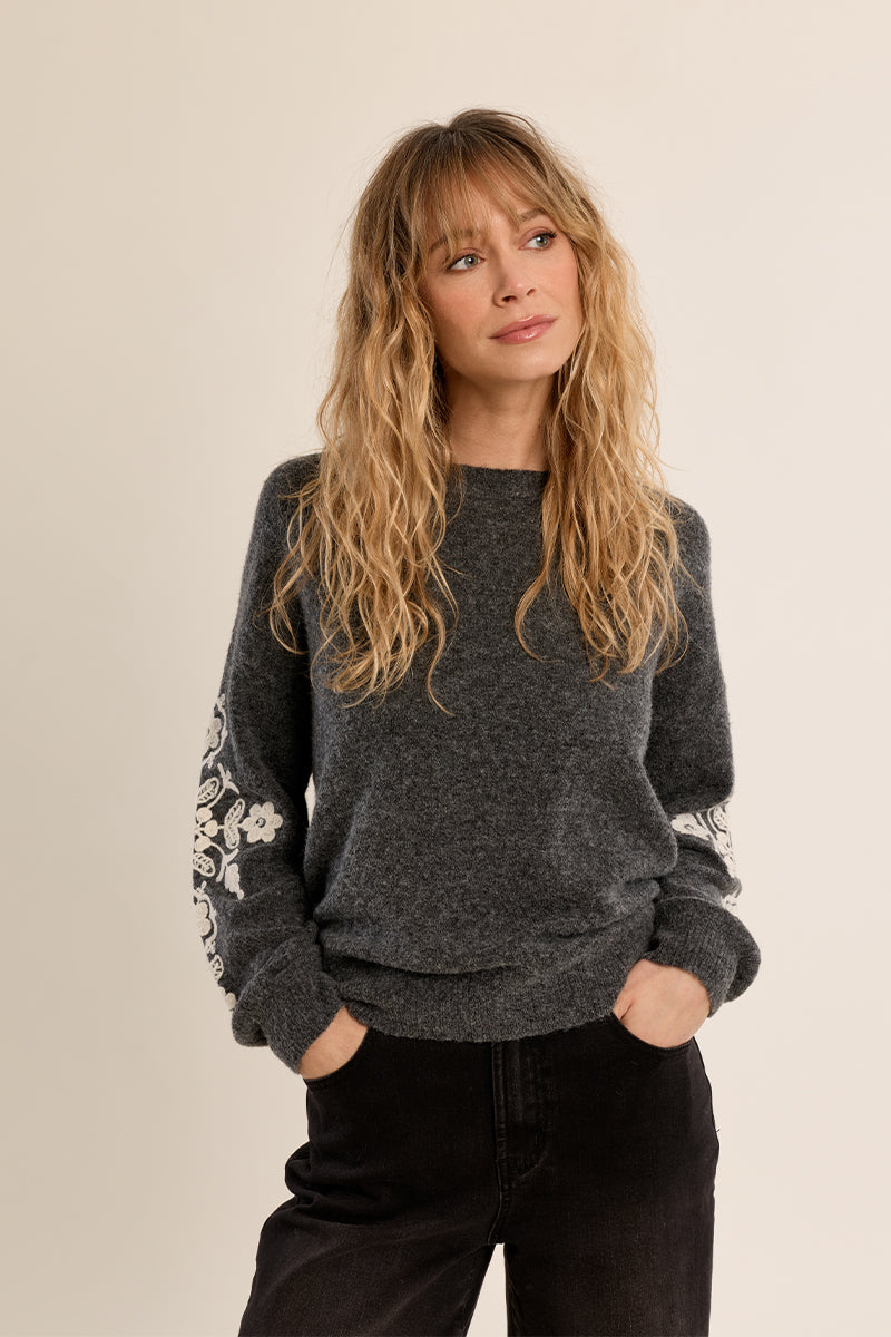 Lace Detail Sleeve Sweater