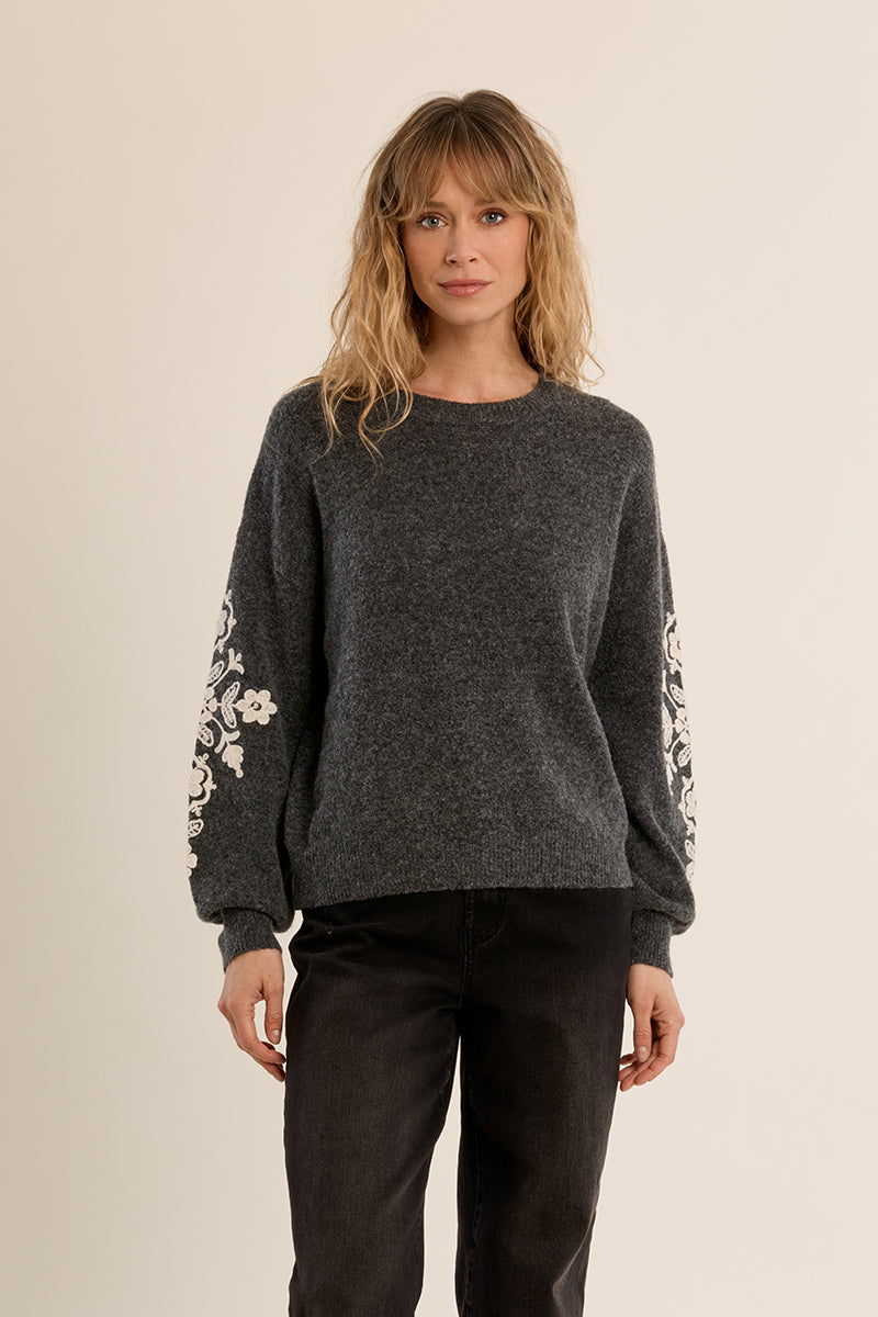 Lace Detail Sleeve Sweater
