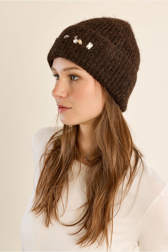 Rhinestone Detail Knit Hat