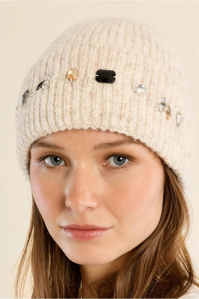 Rhinestone Detail Knit Hat