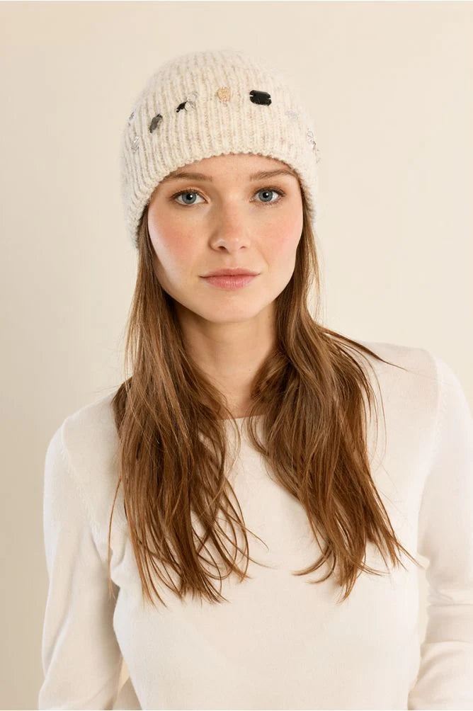Rhinestone Detail Knit Hat