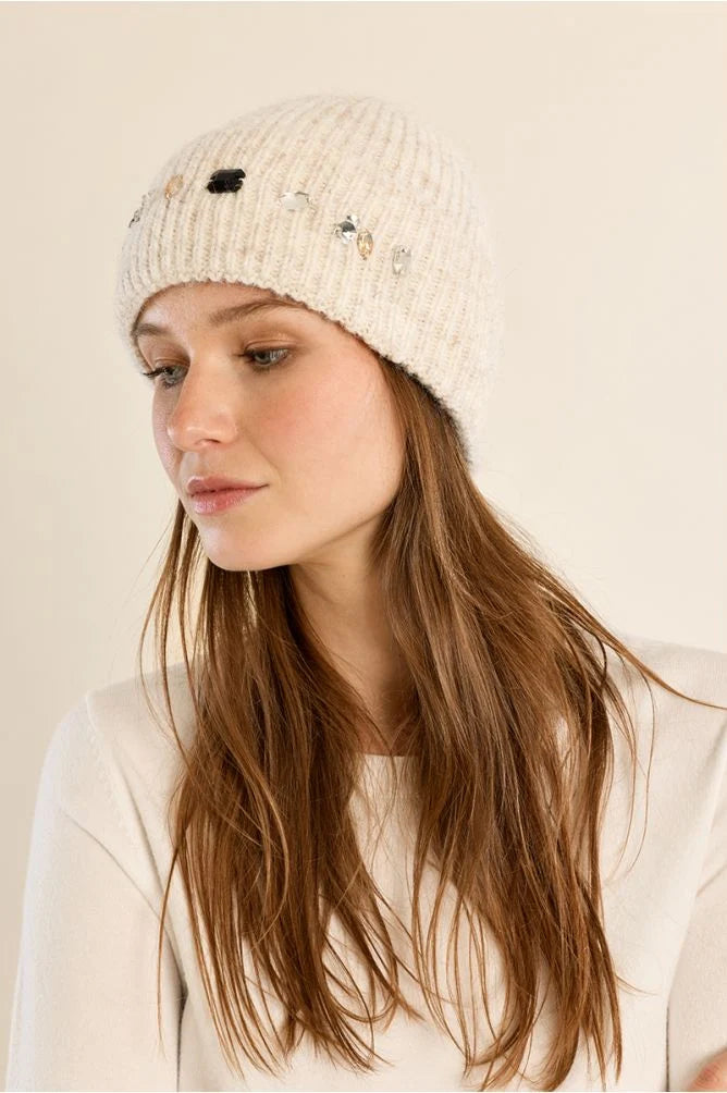 Rhinestone Detail Knit Hat