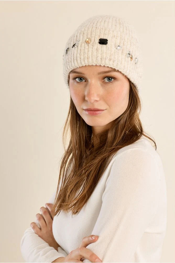 Rhinestone Detail Knit Hat