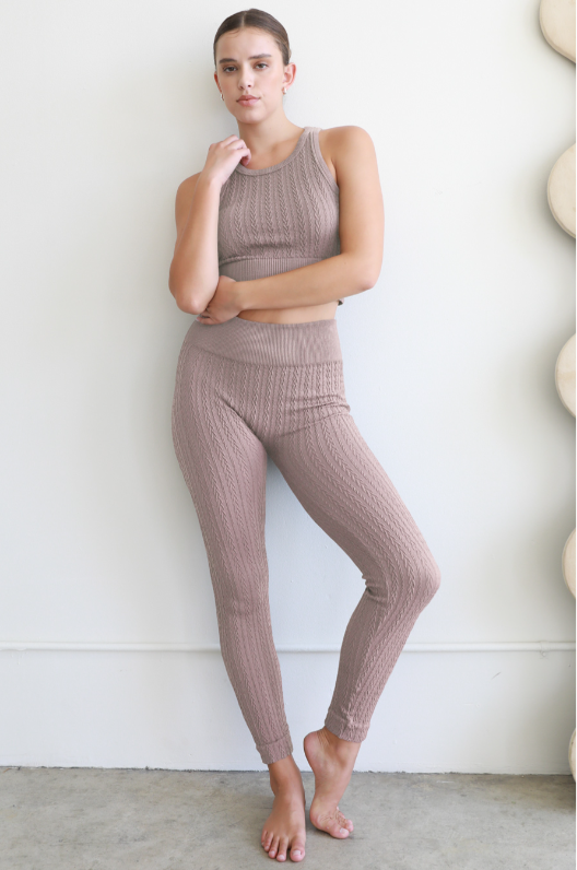 CABLE KNIT HIGH WAIST LEGGINGS