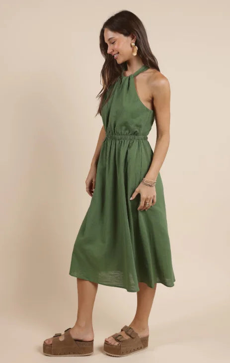 GOOD DAY BACK DETAIL MIDI DRESS