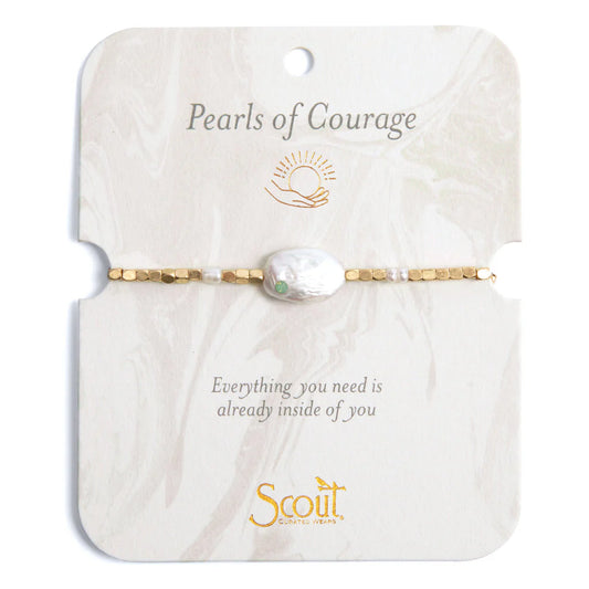 PEARL AFFIRMATION BRACELET - COURAGE/GOLD