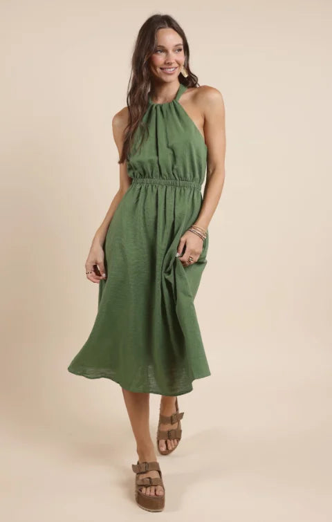 GOOD DAY BACK DETAIL MIDI DRESS