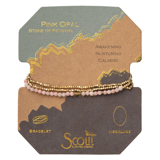 DELICATE STONE BRACELET/NECKLACE PINK OPAL - STONE OF RENEWAL