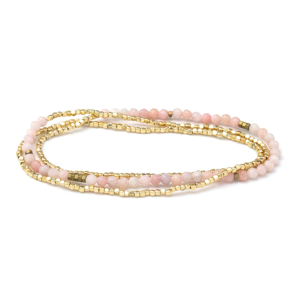 DELICATE STONE BRACELET/NECKLACE PINK OPAL - STONE OF RENEWAL