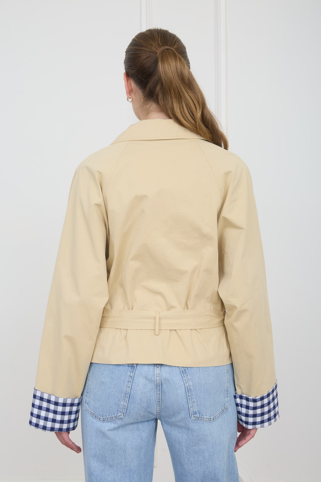 Gingham Check Lined Short Trench