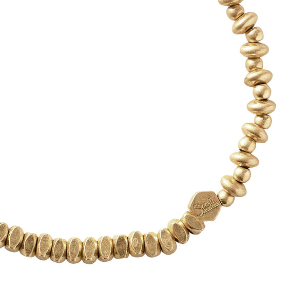 Mini Metal Stacking Bracelet - Mixed Beads Gold