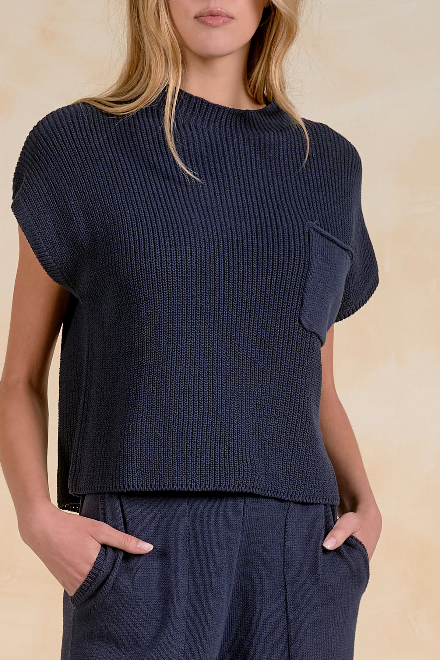 Cap Sleeve Crew Neck Sweater
