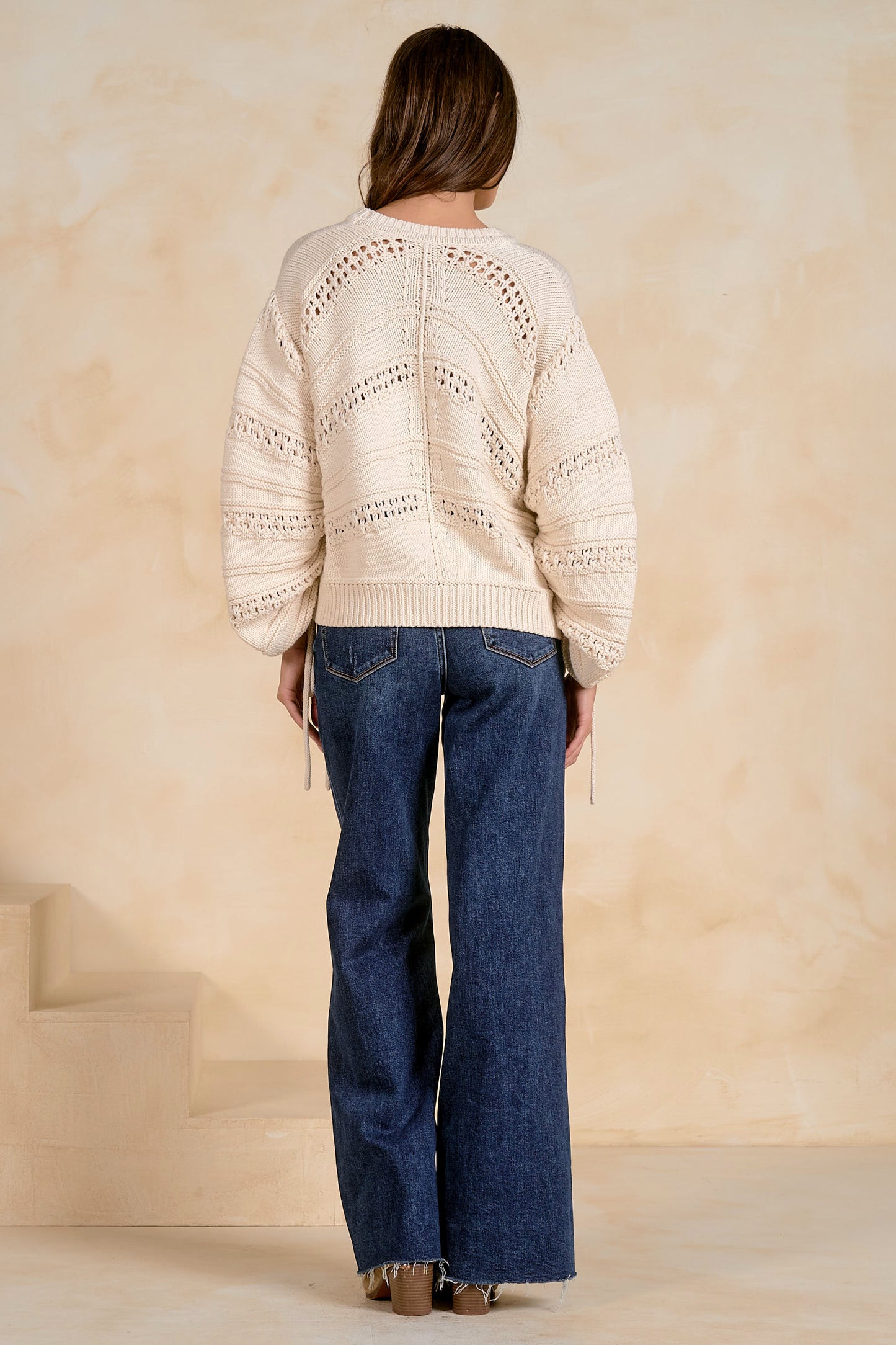 Open Knit Tie Detail Sweater