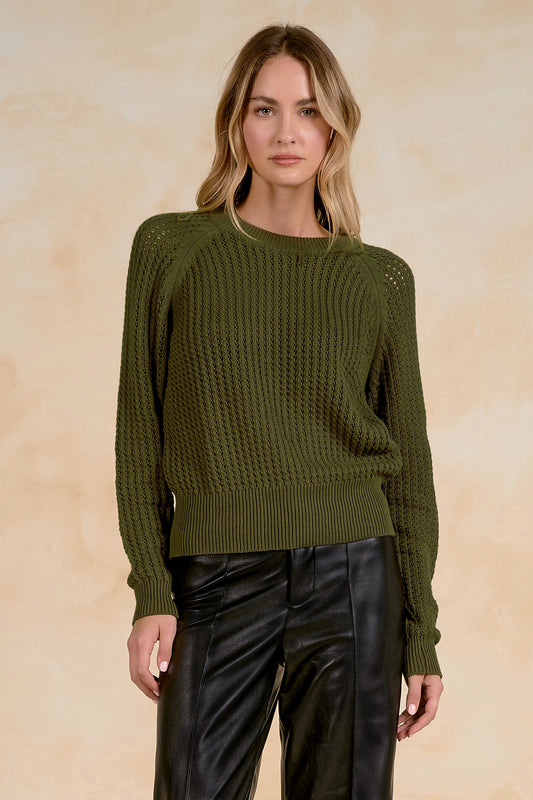 Raglan Sleeve Crewneck Sweater