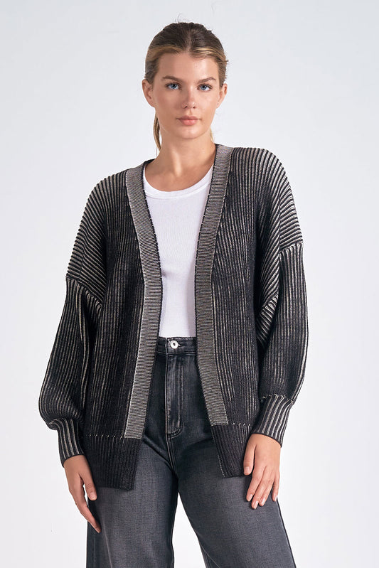 RIBBED OMBRE SWEATER CARDIGAN