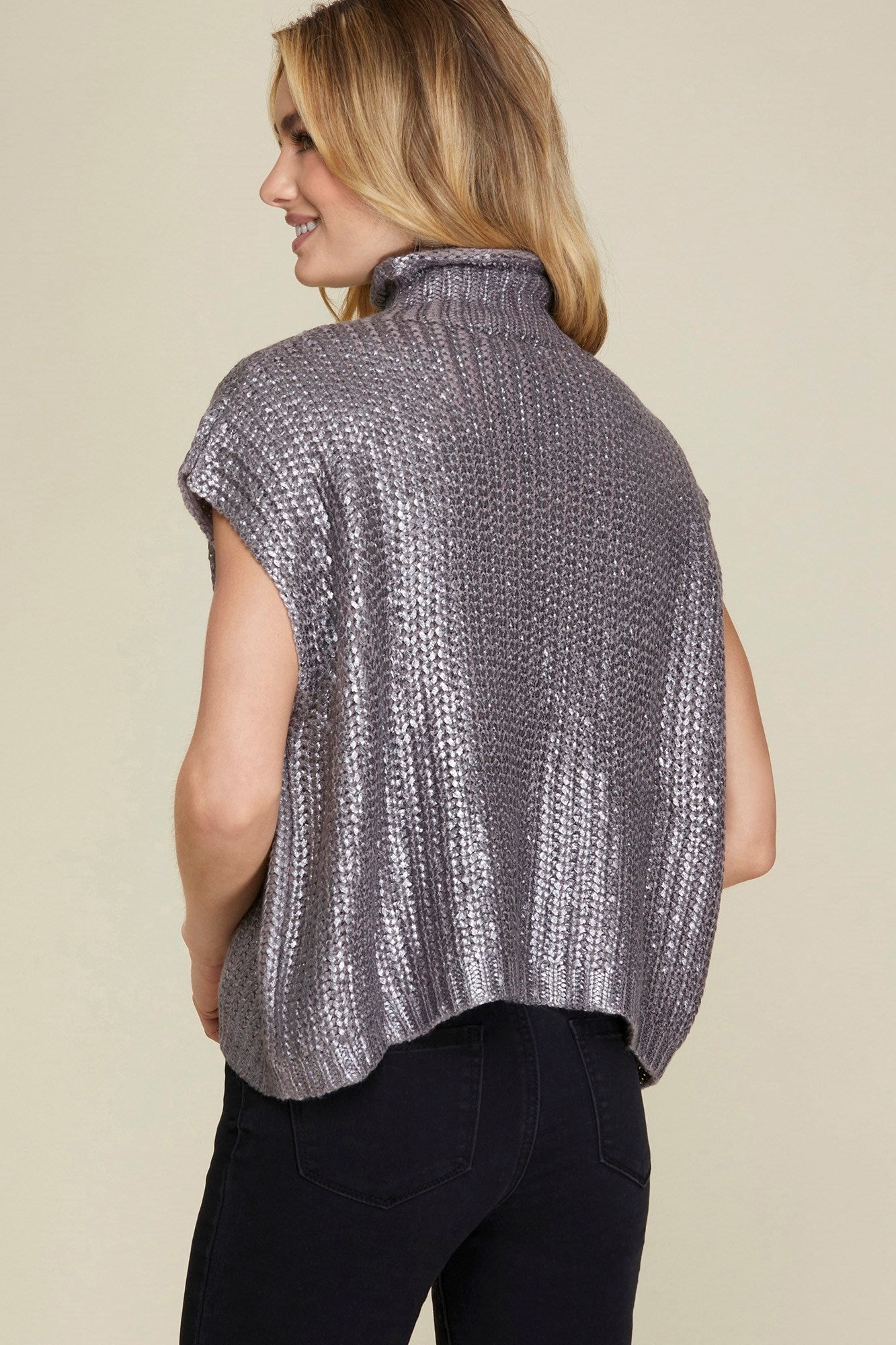 Metallic Foil Sweater Top