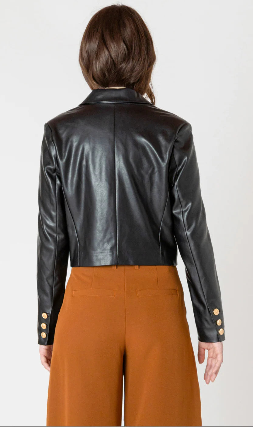 Dex Faux Leather Cropped Jacket