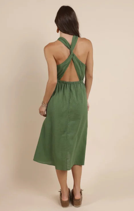 GOOD DAY BACK DETAIL MIDI DRESS